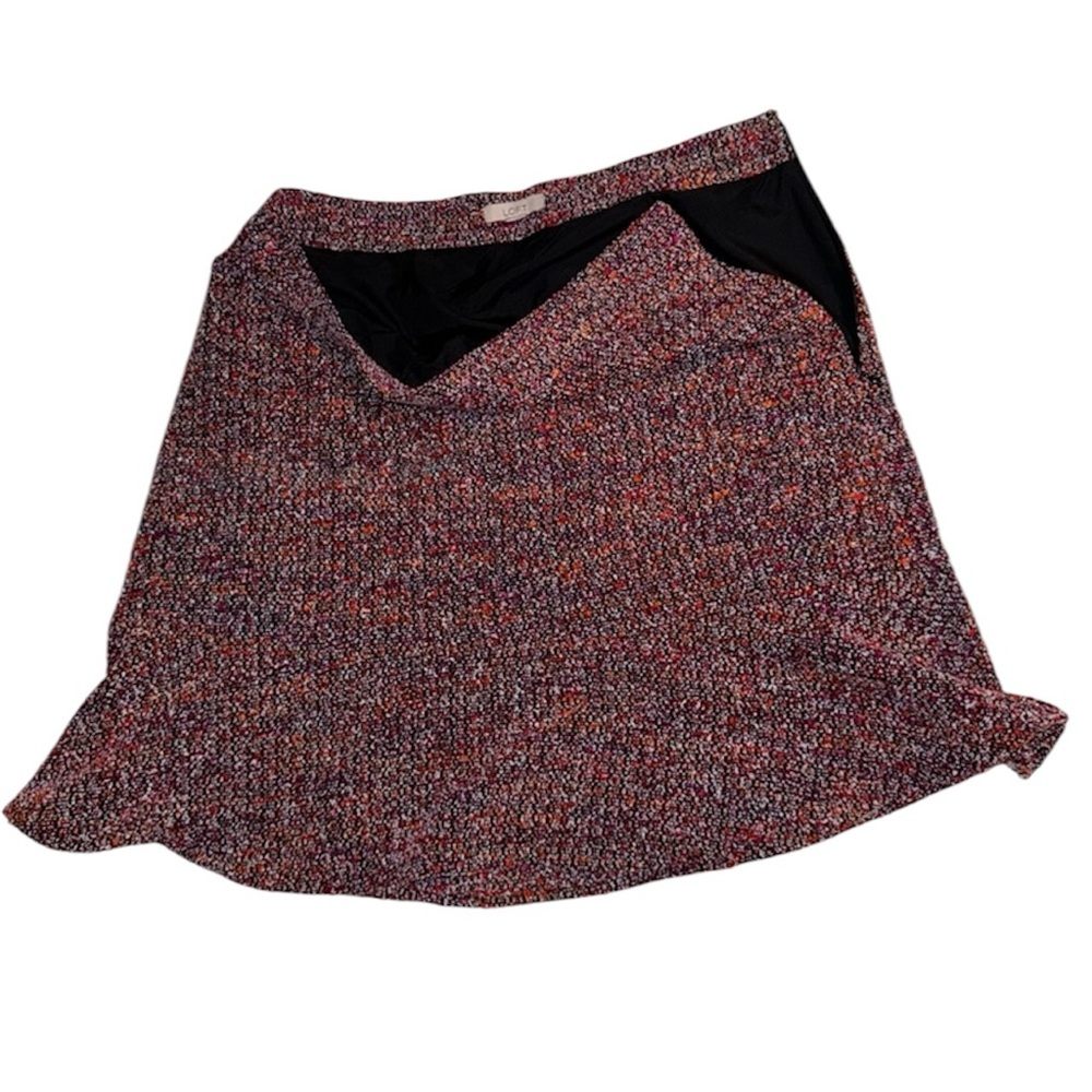 LOFT Red and Black Skater Mini Skirt